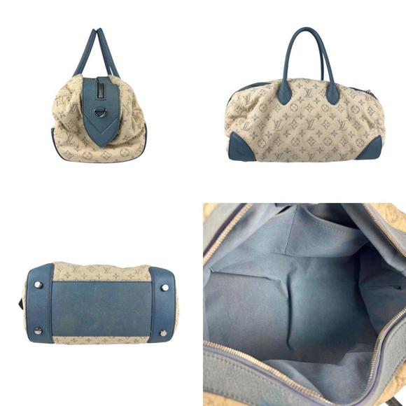 Louis Vuitton Speedy Round Canvas/Leather Shoulder Bag, White/Blue,